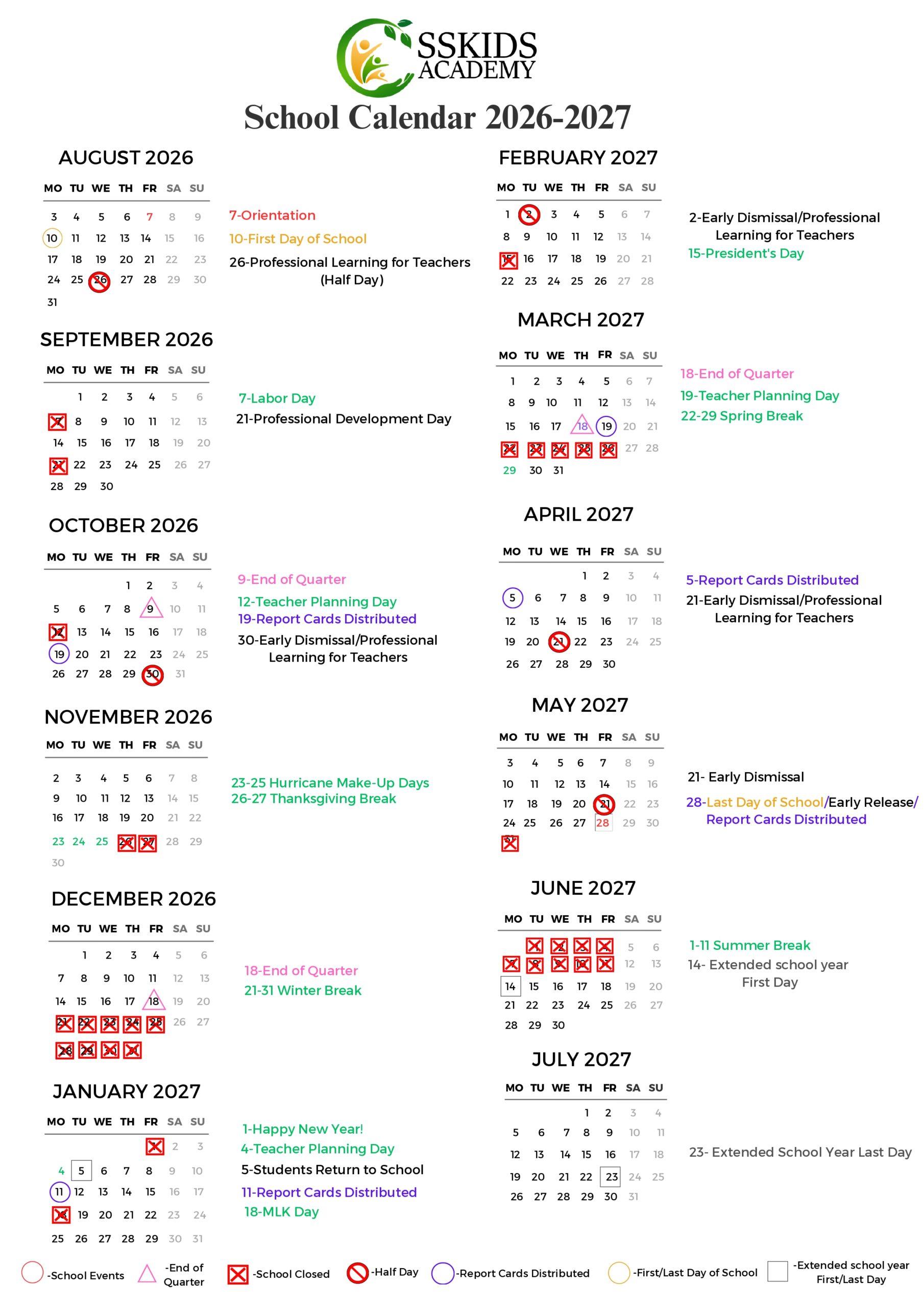 2026-2027 Academic Calendar